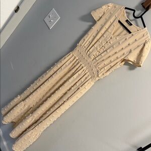 Cream Textured Maxi Dress